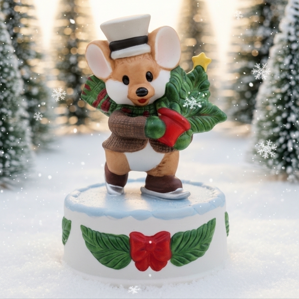 Vintage Christmas Mouse Music Box 1988 Applause S Sona